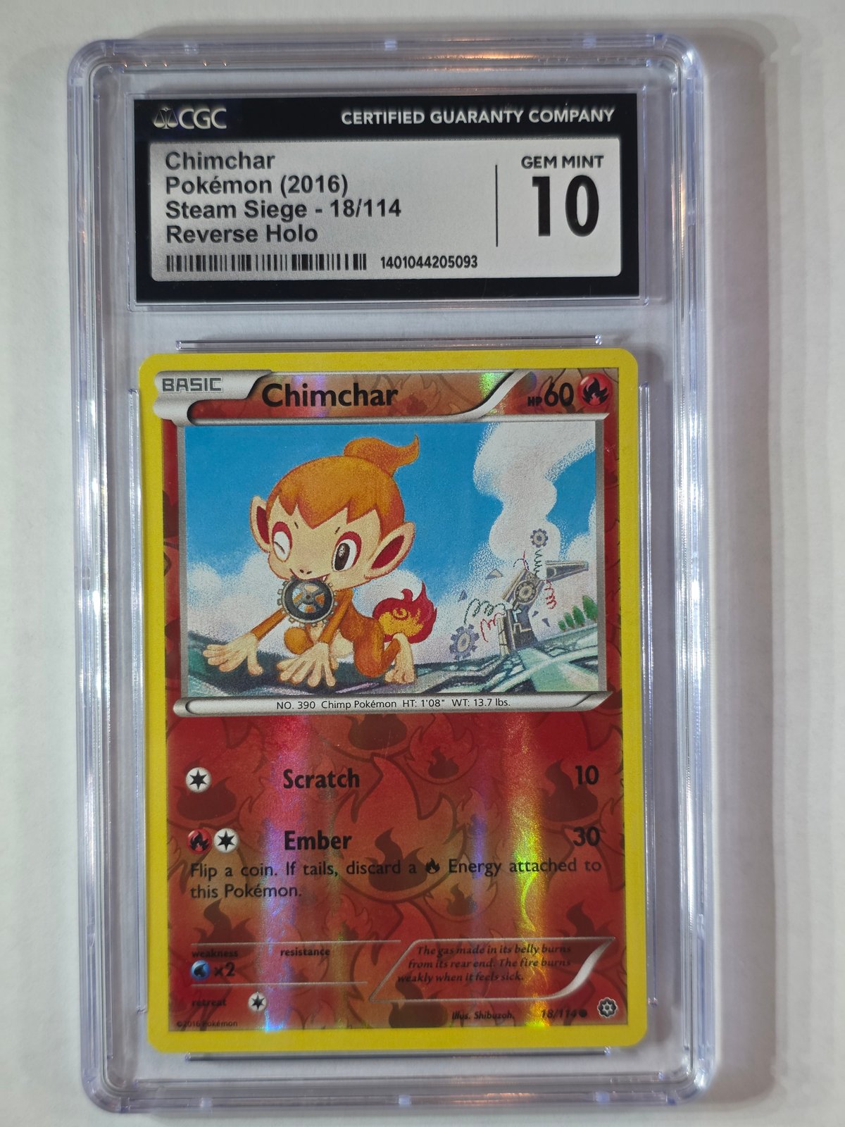 Chimchar 18/114 Steam Siege Reverse Holo CGC 10 GEM MINT