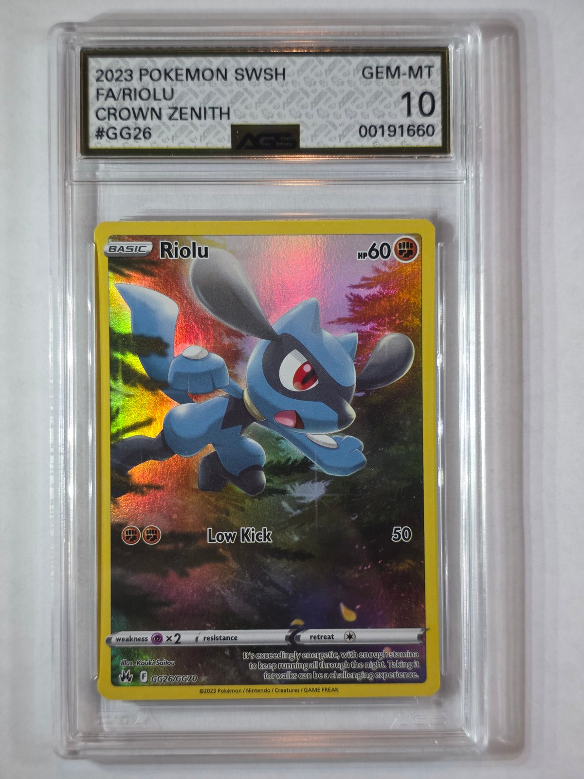 2023 Pokemon Crown Zenith Riolu GG26 AGS 10 GEM-MT